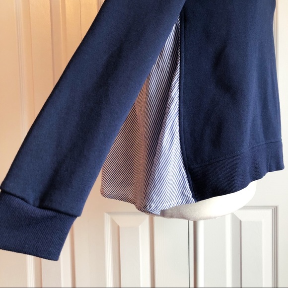 Kensie Jeans Navy Blue Mixed Media Sweatshirt Size XS - Picture 9 of 14